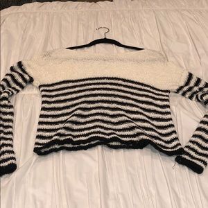 black/off white striped sweater